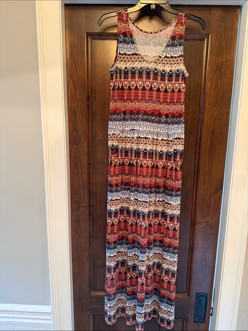 Garnet Hill Multicolor Striped Maxi Dress — Red, Navy, Cream
